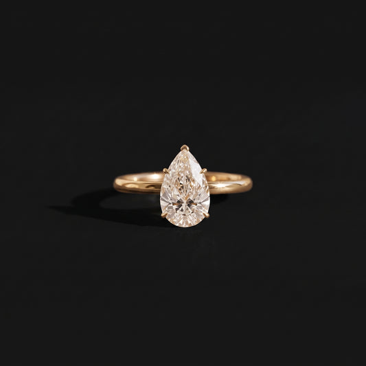 Iris Engagement Ring in 14k solid yellow gold, handcrafted in Armenia by Nayiri Jewelry