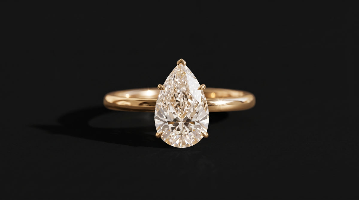 Iris Engagement Ring in 14k solid yellow gold, handcrafted in Armenia by Nayiri Jewelry