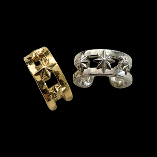 Tara Earcuff in 14k solid gold and silver, handcrafted in Armenia by Nayiri Jewelry