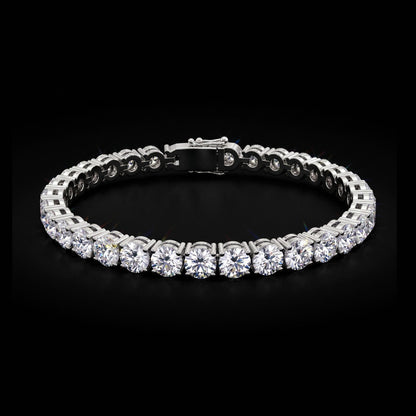 Tennis Bracelet in 18-karat white gold with 36 lab-grown round brilliant diamonds, handcrafted in Armenia by Nayiri Jewelry