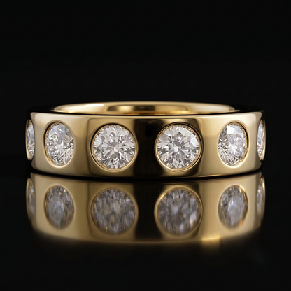 Orion Ring — yellow gold flush-set band, front view